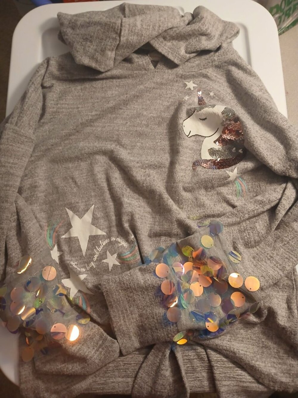 Self Esteem Girls Unicorn Shirt With Hood XL
